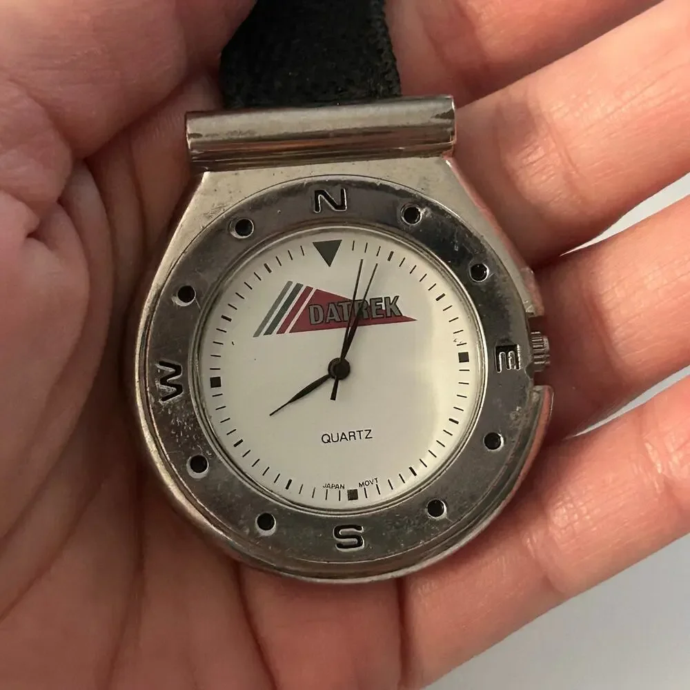 DATREK Silver-tone White Dial Quartz Key Ring Watch Working